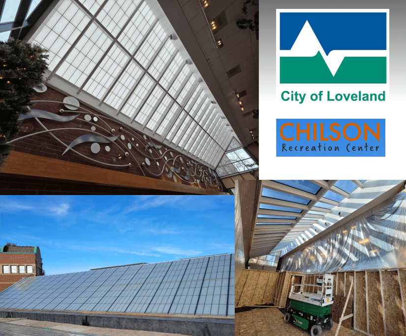 Collage of the Interior and Exterior of the Chilson Center Skylight
